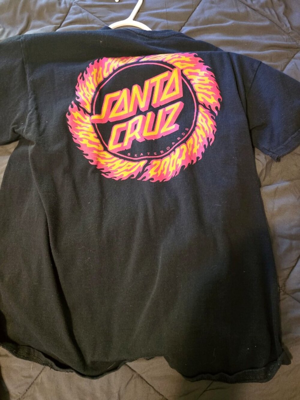 Santa Cruz Skateboards T-Shirt Mens Large Black Flame Dot Logo Graphic Skate Tee